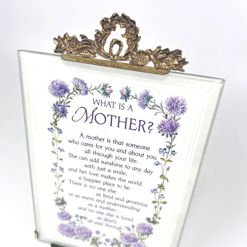 Vintage Summit Collection Mothers Poem Frame Music Box Love Makes World Go Round